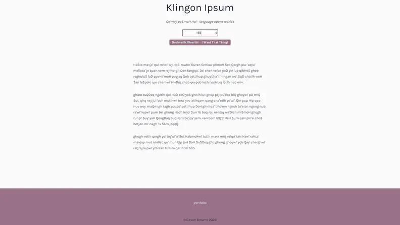 Klingon Ipsum